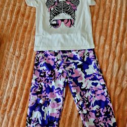 Girls' 2-piece Outfit: Camo Pants & Graphic Tee