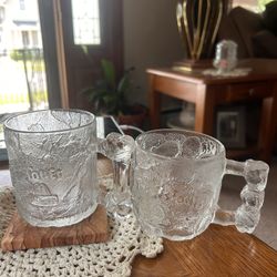 VINTAGE FLINTSTONE Glass Mugs 1993 McDonald's Collection 2-Piece Set