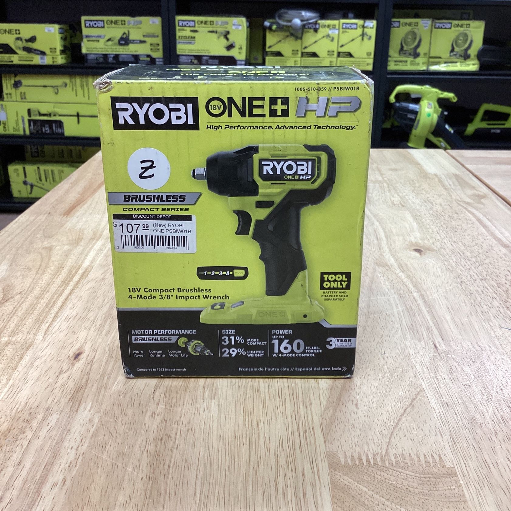 RYOBI ONE PSBIW01B + HP 18V Brushless Cordless Compact 3/8 in. Impact Wrench (Tool Only)