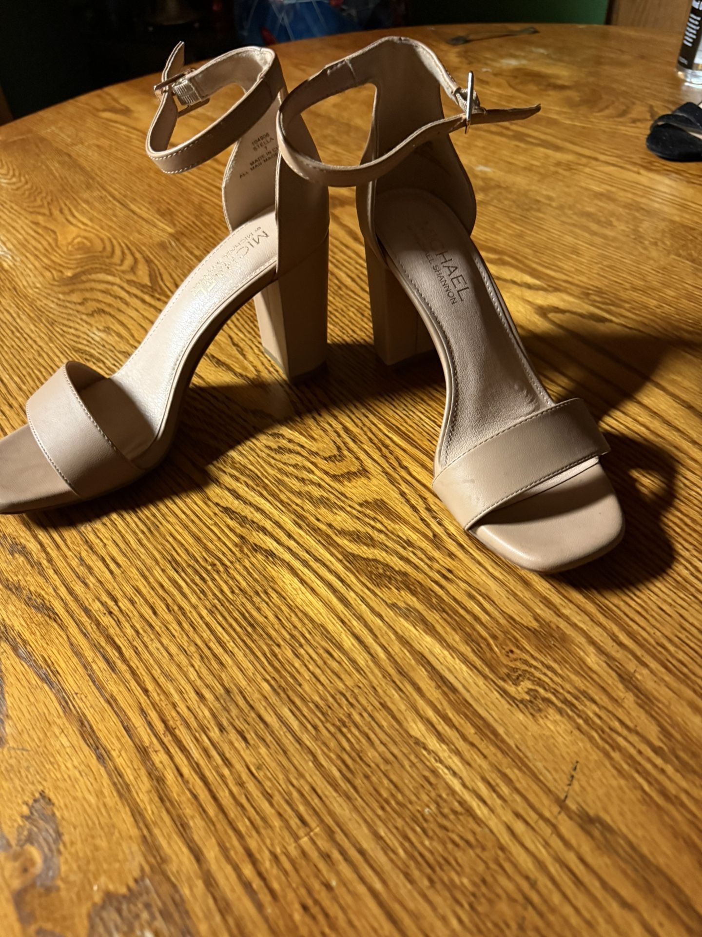 Michael by Michael Shannon Seren Block Heel Sandal In Nude Color