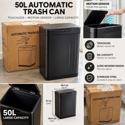 Brand New 50L Touchless Automatic Sensor Trash Can – Black