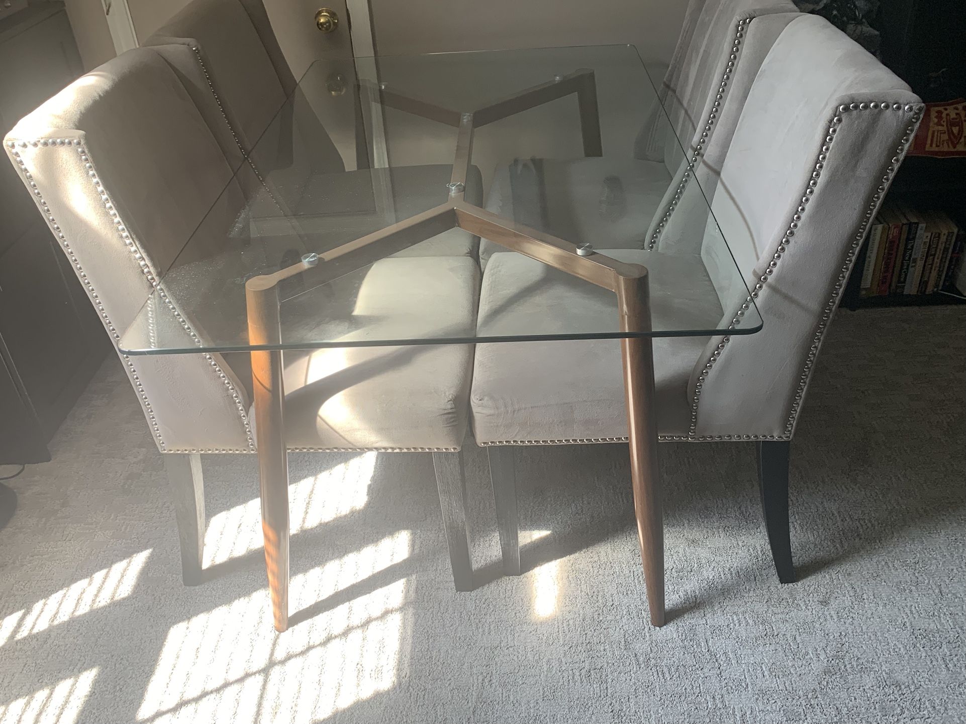 Glass Dining Table And 4 Chairs 