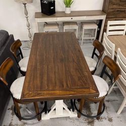 New Brand 🌟 By Ashley Signature Rustic Valebeck 5 Piece Counter Height Dining Set / Kitchen/ Dining Room Set 🔥 Best Quality 👍