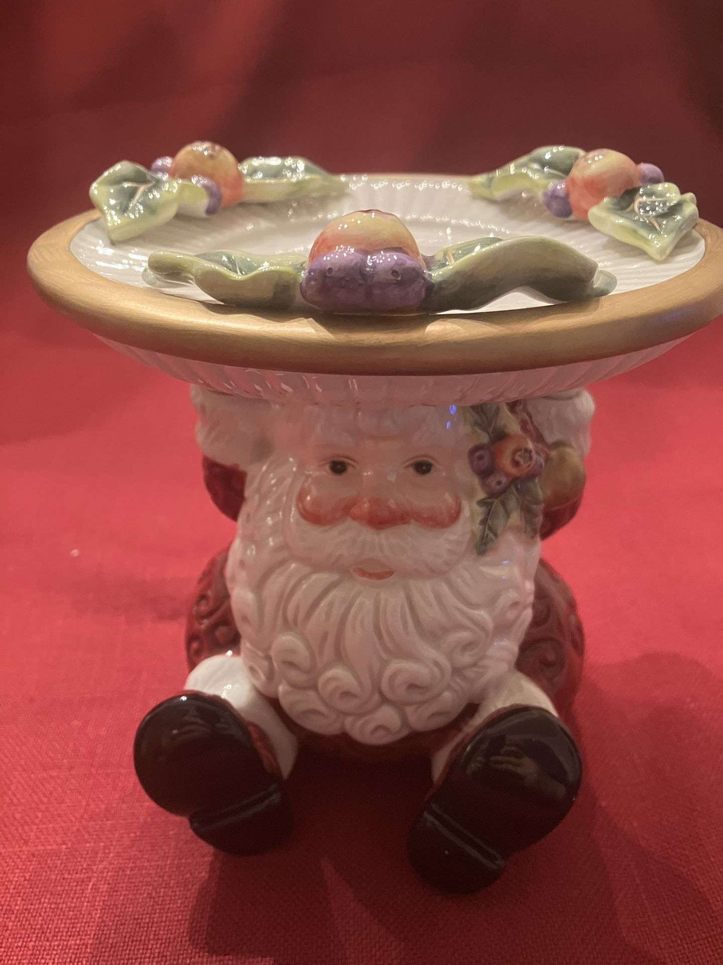 Fitz And Floyd Christmas Santa Pillar For Candle Or Candy