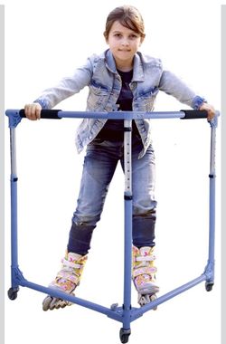 GanFindX Kids' Folding Skater Aid Denim Blue 30 Inch Height Adjustable