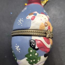 Santa Ceramic Egg Ornament 
