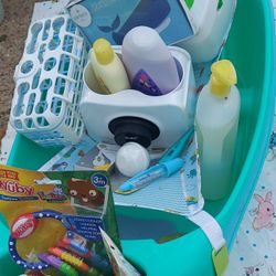 Baby Infant Seat With Cloth Insert And Bottle of Johnson's  Baby wash Thermomr All New