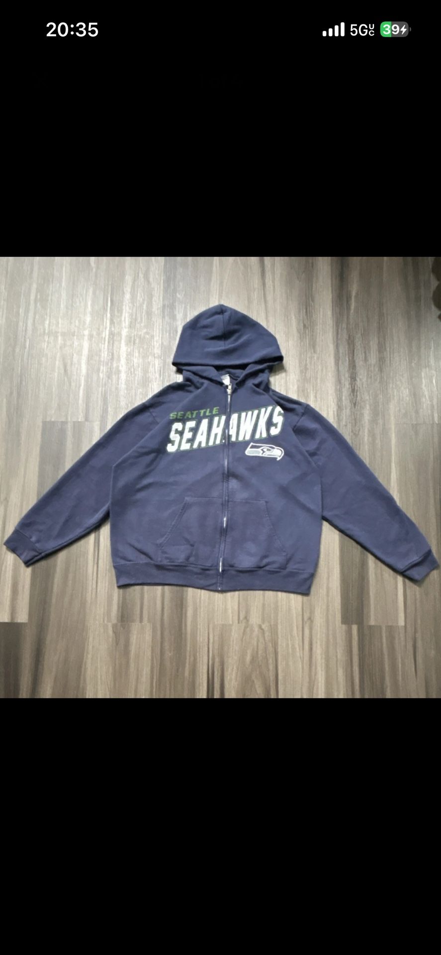 NFL Team Apparel Seattle Seahawks Navy Blue XL Hooded Sweatshirt