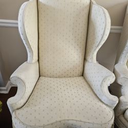 2 Victorian Cream Color High Back Chairs