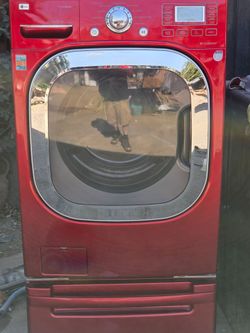 LG TrueSteam Front Load Washing Machine Red