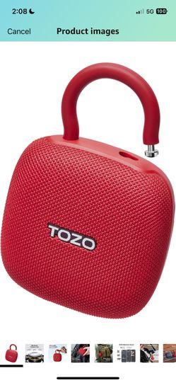 TOZO PE1 Portable Bluetooth Speakers with Adjustable Carabiner, Mini Bluetooth Wireless Shower Speaker with IPX8 Waterproof, 32H Playtime Punchy Bass 