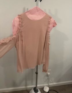 Eliza J Blush Blouse Size 10 Ruffled Sleeves- Open Shoulders