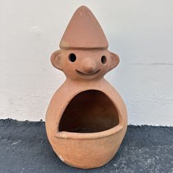 Clay Terra-Cotta Smiling Garden Elf Yard Pot Gnome Planter Statue 19"