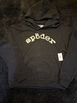 Sp5der Black Rhinestone Pullover Hoodie