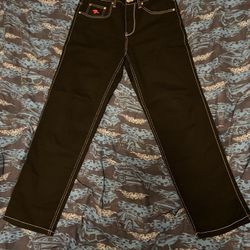 Salem7 Pentagram Black Denim Jeans