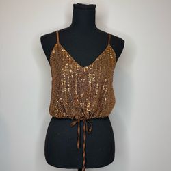 Zara Bronze Sequin Drawstring Cami