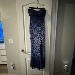 Strapless Formal Length Blue Dress 