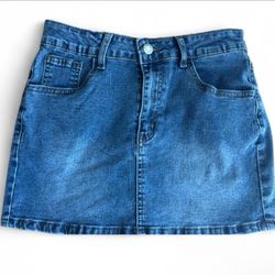 Mini blue denim skirt #miniskirt