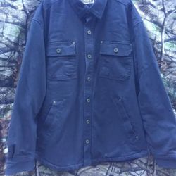 Men’s Duluth Trading Co Heavy Canvas Fleece Lined button Jacket L/XL Tall