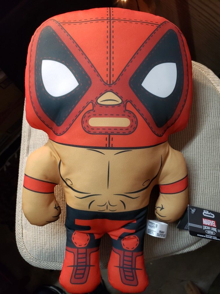 Funko Plushies MARVEL Deadpool Lucha Libre Stuffed POP, New With Tags Big 17"