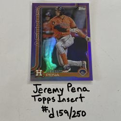 Jeremy Peña Houston Astros Shortstop Topps Short Print Insert Card. #’d 159/250. 