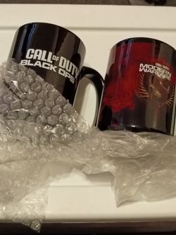 Call of duty 7 and call of duty modern warfare 3 coffee cups