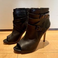 Gianni Bini Leather Strappy  Ankle Boots 9.5