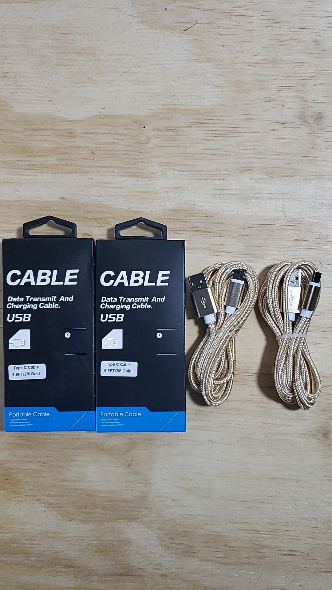 2 Pack C Cable Usb Samsung Charger Fast nylon braided 6.6ft Gold
