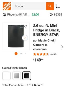 2.6 cu. ft. Mini Refrigerator with 3-Glass Shelves and Manual Defrost in Black, ENERGY STAR (open box)
