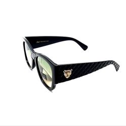 Giselle Ladies Sunglasses Black Frames With UV400 Protective Green Lenses W/Soft Case And Wiping Cloth New 