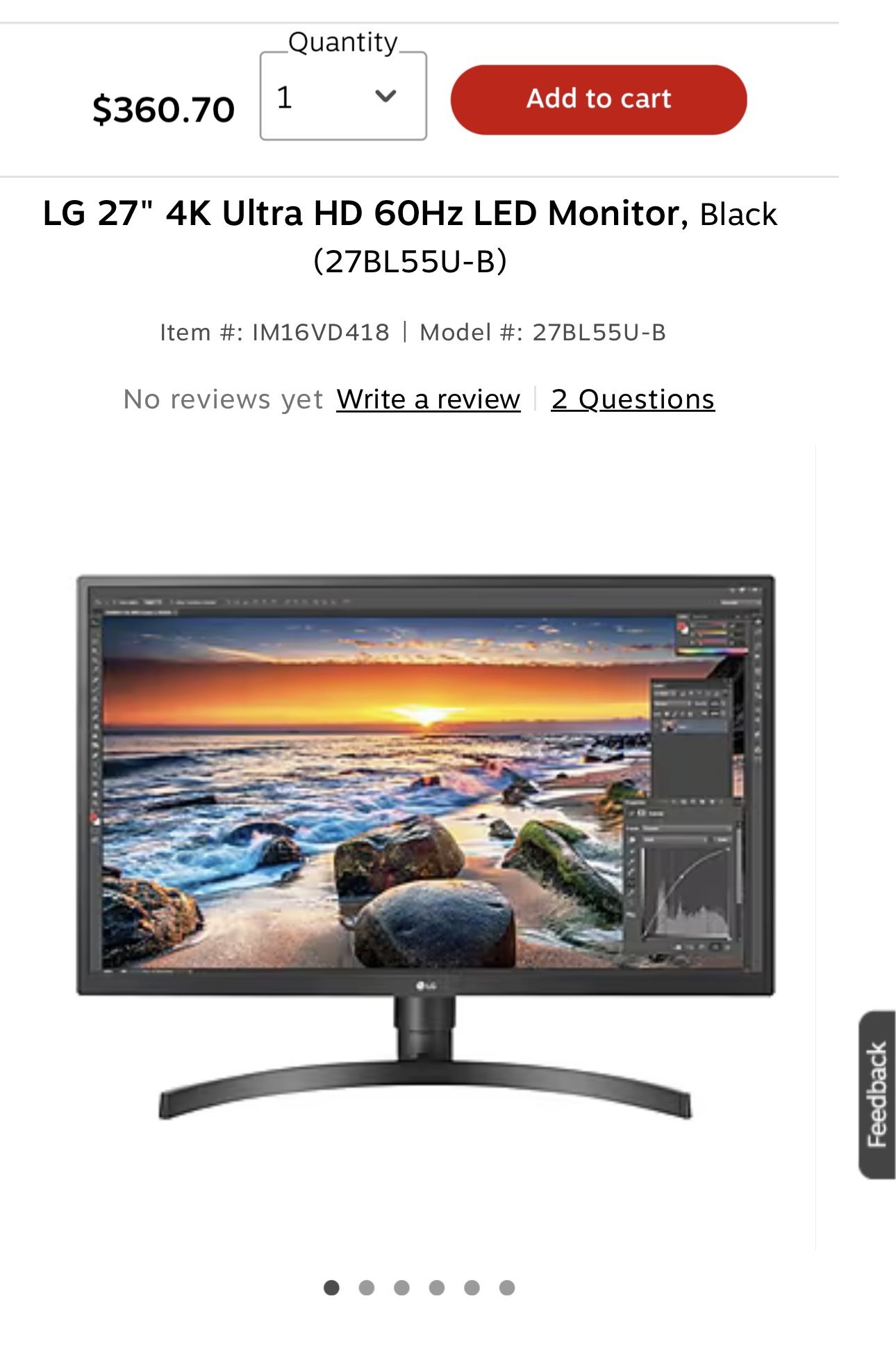 LG 27" 4K Ultra HD 60Hz LED Monitor