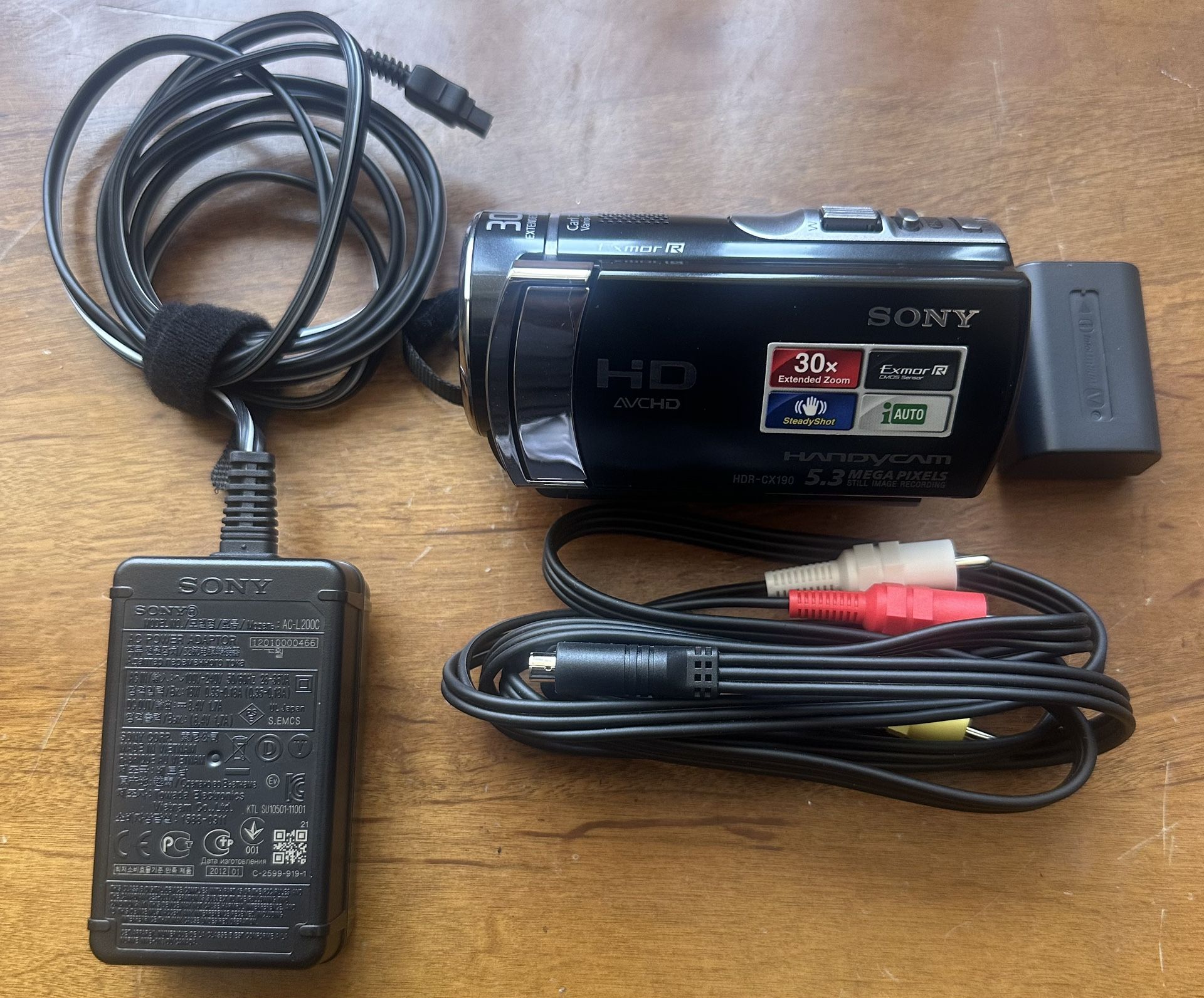 Sony HDR-CX190 Digital HD 5.3MP 30x Video Camera Still Image Recorder Handycam 