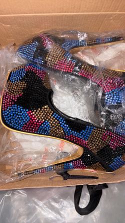 Multicolor Rhinestone Platform Stiletto Heels