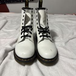 Size 7 White Dr. Martens 1460 lace up boots