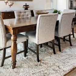 Mango Wood Dining Set and Chandelier 