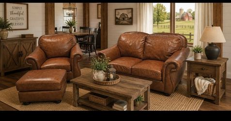 ✨ Luxury Abbyson Genuine Leather Living Room Set ✨