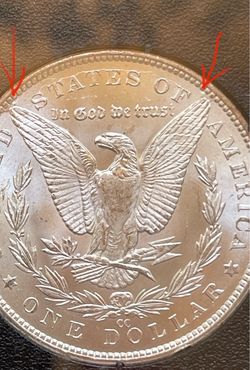 Rare Carson City 1883 cc Morgan Silver Dollar with error.. lines and Starbursts on Tip of the Eagle’s Wings as shown, refer to 1883-CC-VAM-5A