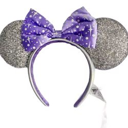 Disney Tomorrowland Celestial Minnie Mouse Ear Silver Purple Headband