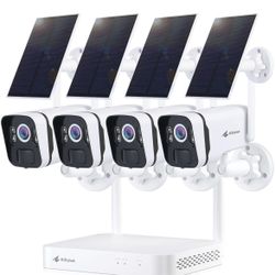 Kittyhok Solar Home Security Camera System, 4pcs 2k Ultra Solar Security Cameras Wireless Outdoor, Smart Human Detection, Spotlight, Forever Power, 10