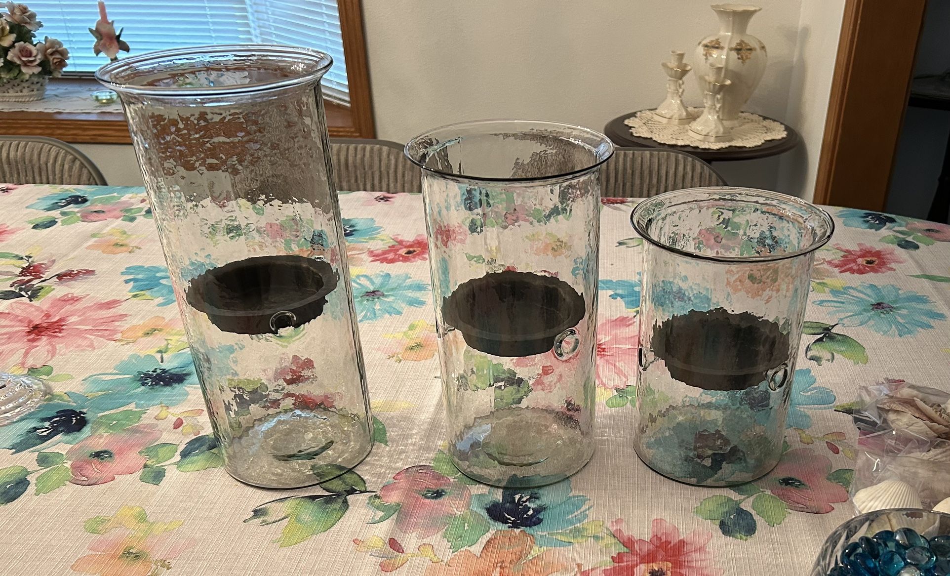 Hurricane Lamp with Glass Candle Holders $125 Each