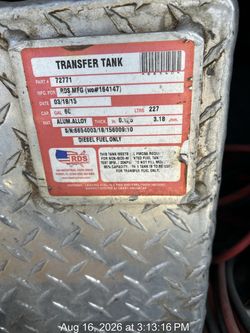 RDS 60 Gallon Auxiliary Fuel Tank Bright Aluminum 55X20X12.75 Model # 72771