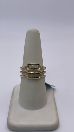 14k 3 band ring with CZ Stones