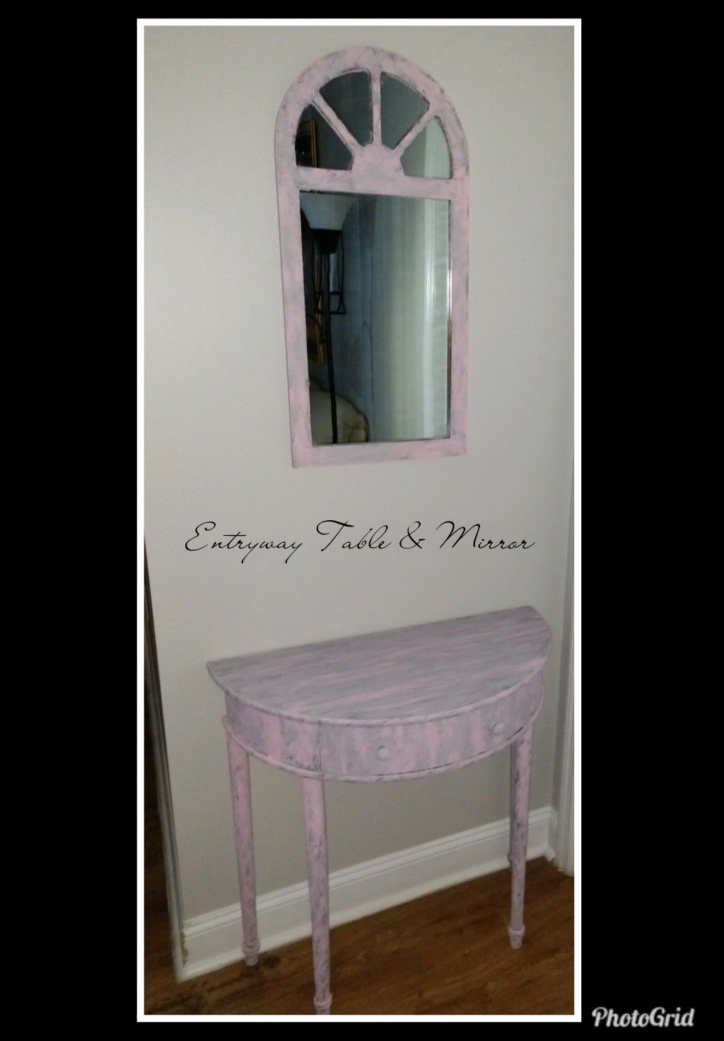 DISTRESSED ENTRY WAY TABLE AND MIRROR
