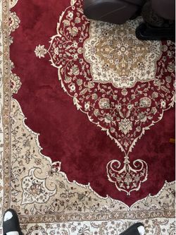 🤩 Area Rug 7'10" x 10'1" Red/Ivory
