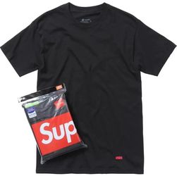 Supreme Hanes Box Log Tee, T-Shirt, Black/White, Men’s S-M-L-XL, 3 Pack