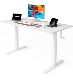 White height-adjustable standing desk 48" x 24"