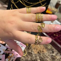 8 Adjustable 18k Gold Filled Timeless Rings 