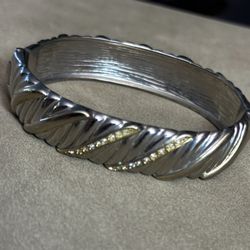 Golden and steel crystal cuff bracelet 