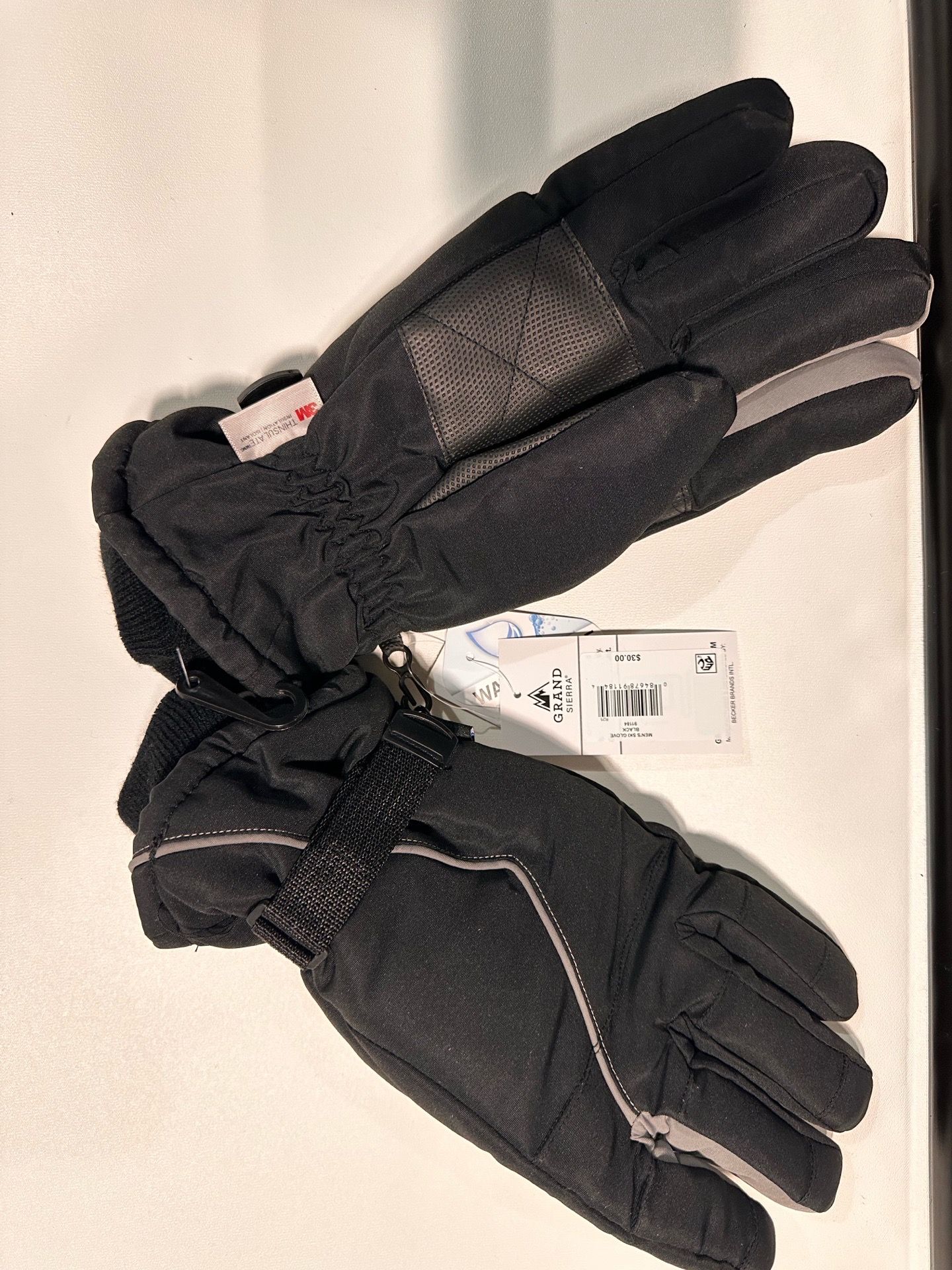 Grand Sierra Men's Ski Gloves – Black – Large – NEW WITH TAGS