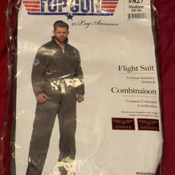 Top Gun Flight Jumpsuit Costume Size Medium Polyester - Switchable Tags